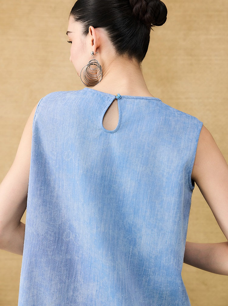 HECO Chinese women's summer  diamond blended linen vest dress - SWET.