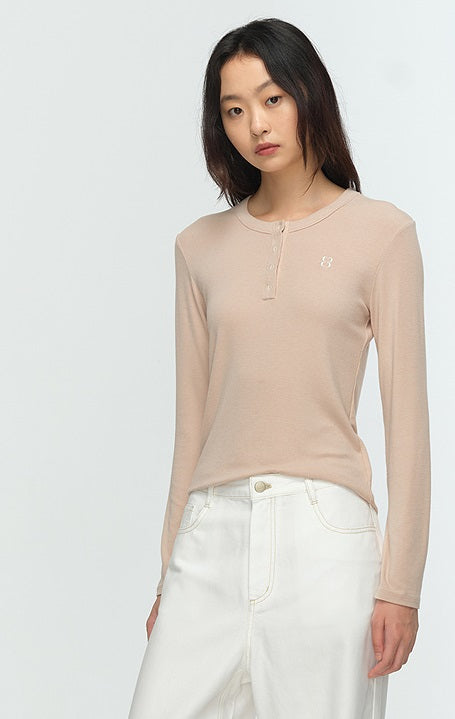 COMME MOI Lu Yan designer new women's Henry collar base shirt slim T-shirt - BLESSED.