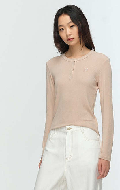 COMME MOI Lu Yan designer new women's Henry collar base shirt slim T-shirt - BLESSED.