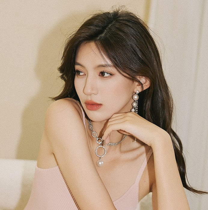 DOLLY Elegant European Style Diamond Pearl Tassel Chic Earring-CAMILA