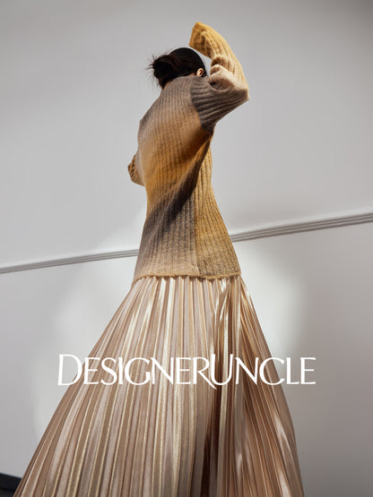 DGU "Tan Oak" khaki wool knitted new versatile slimming high-end design top - Noa.