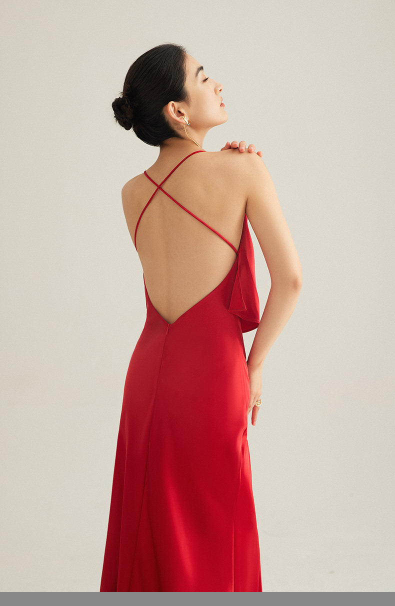 GOUDIN dressing satin party evening gown-MORA.