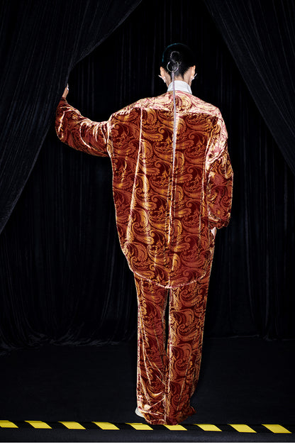 M essential Mackay designer embroidery oversized shirt pants set - calm.