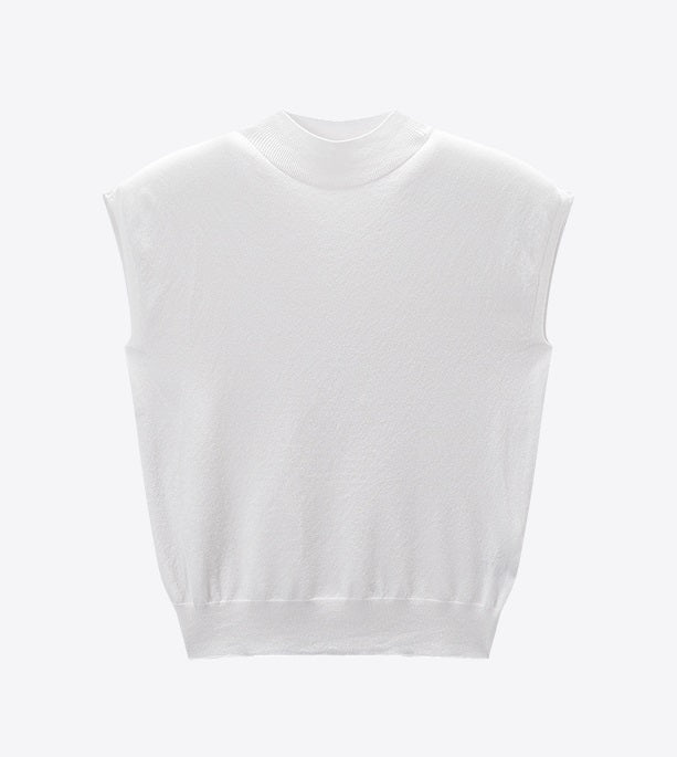 COMME MOI Lv Yan designer spring women's half-high neck slim fit seamless knit top - MAEVE.