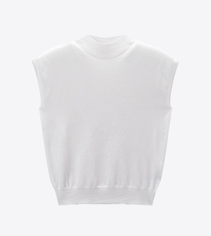 COMME MOI Lv Yan designer spring women's half-high neck slim fit seamless knit top - MAEVE.