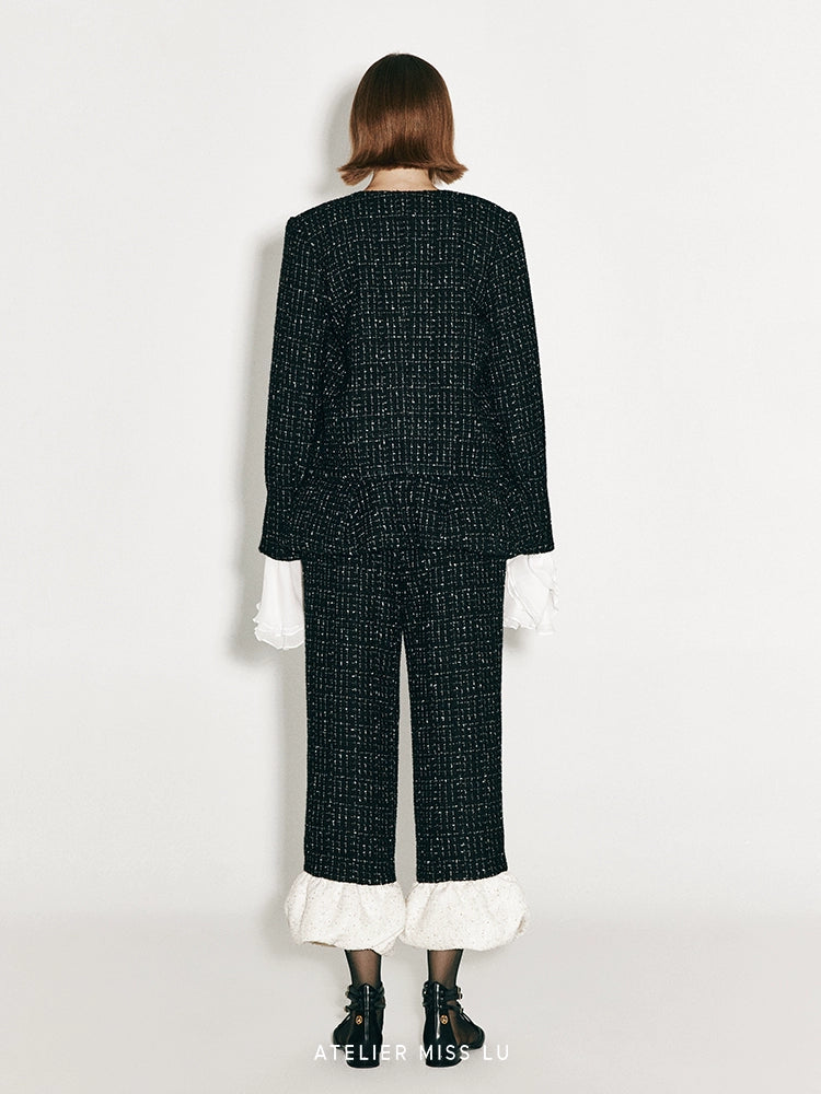 ATELIER MISS LU autumn three-dimensional bud hem tweed coat - LUCINDA