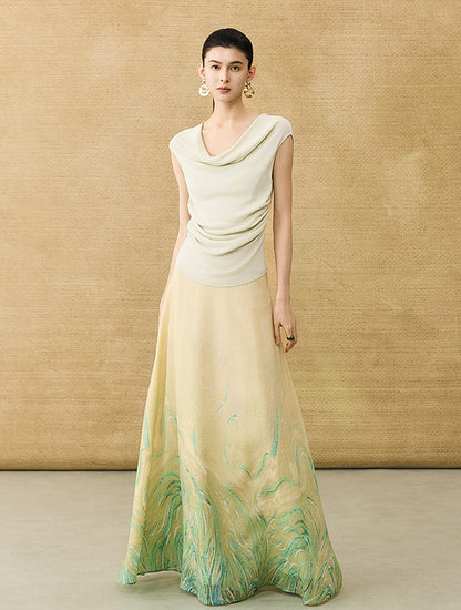 HECO Chinese Style Gradient Print Summer Temperament Charm Skirt - ZADE.