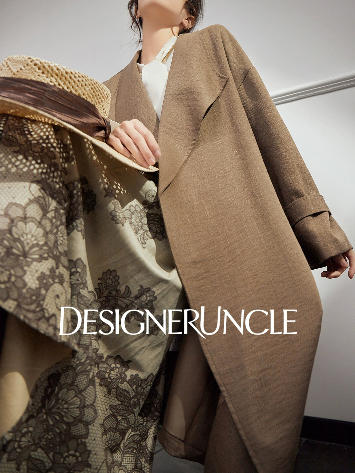 DGU "Twilight" khaki trench coat loose slimming high-end mid-length jacket - MEDE.
