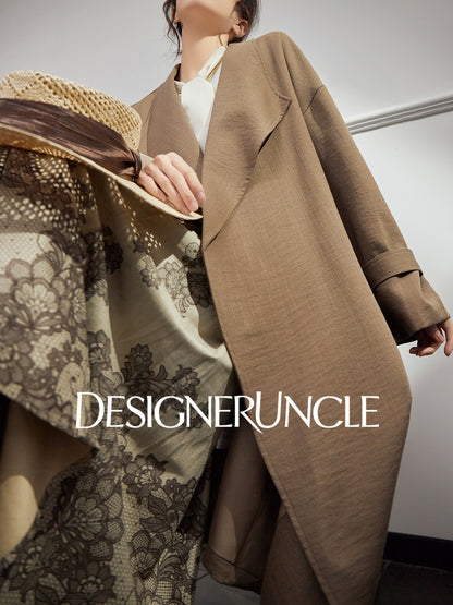 DGU "Twilight" khaki trench coat loose slimming high-end mid-length jacket - MEDE.