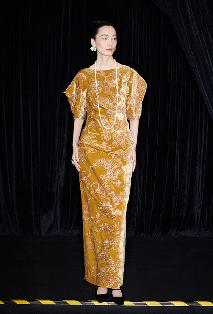 M essential Mackay designer Juyi velvet stand-up irregular silhouette top - TINA .