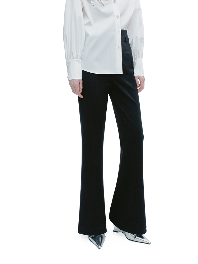 YES BY YESIR  ultra-high-waisted bootcut versatile slacks - TANT.