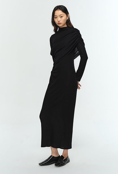 COMME MOI Lu Yan designer new women's wrap-around silk wool knitted dress - AHMED.