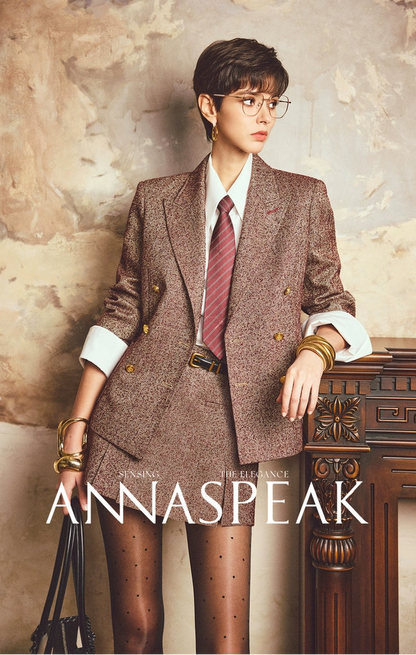 ANNASPEAK ROSSO Red Label  90s Retro Suit Skirt Set-ZEHU.
