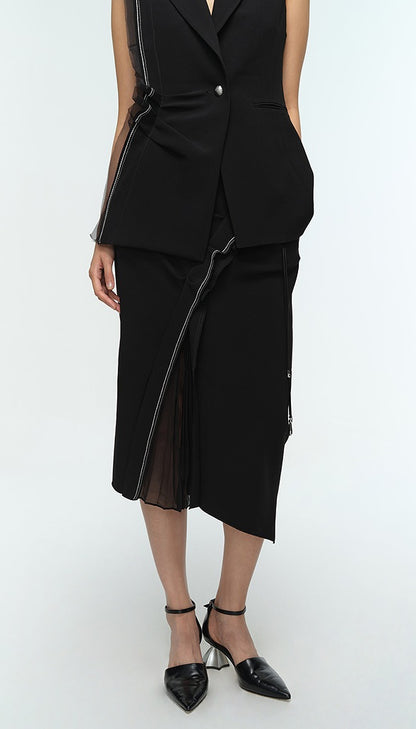 COMME MOI Lu Yan designer's new women's commuter acetate lace asymmetrical skirt - BANKS.