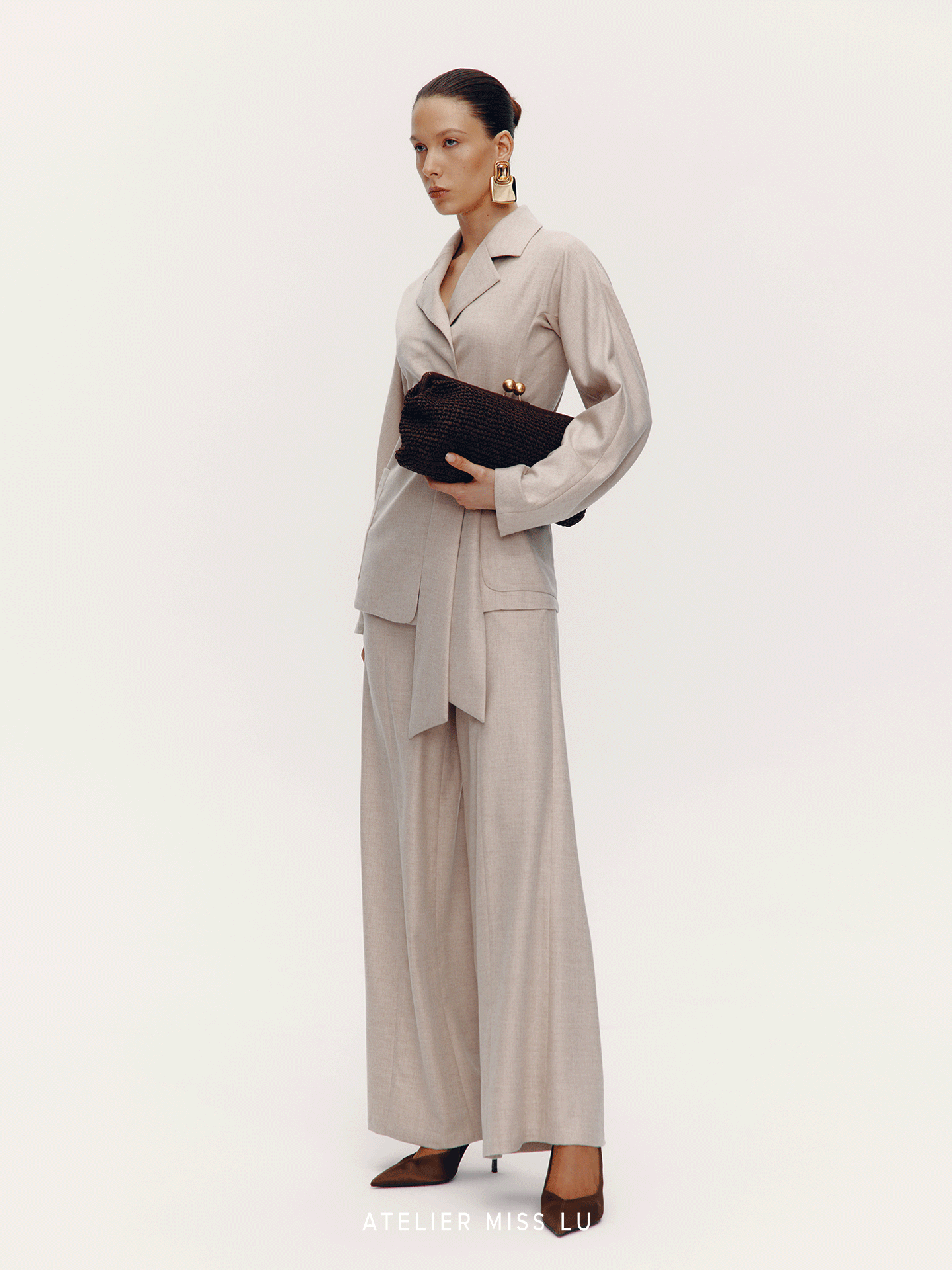 ATELIER MISS LU Old Money Style Sheep Wool Blend Blazer Jacket - SINF.