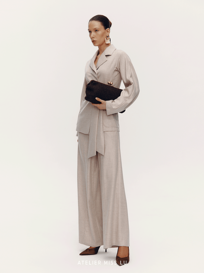 ATELIER MISS LU Old Money Style Sheep Wool Blend Blazer Jacket - SINF.