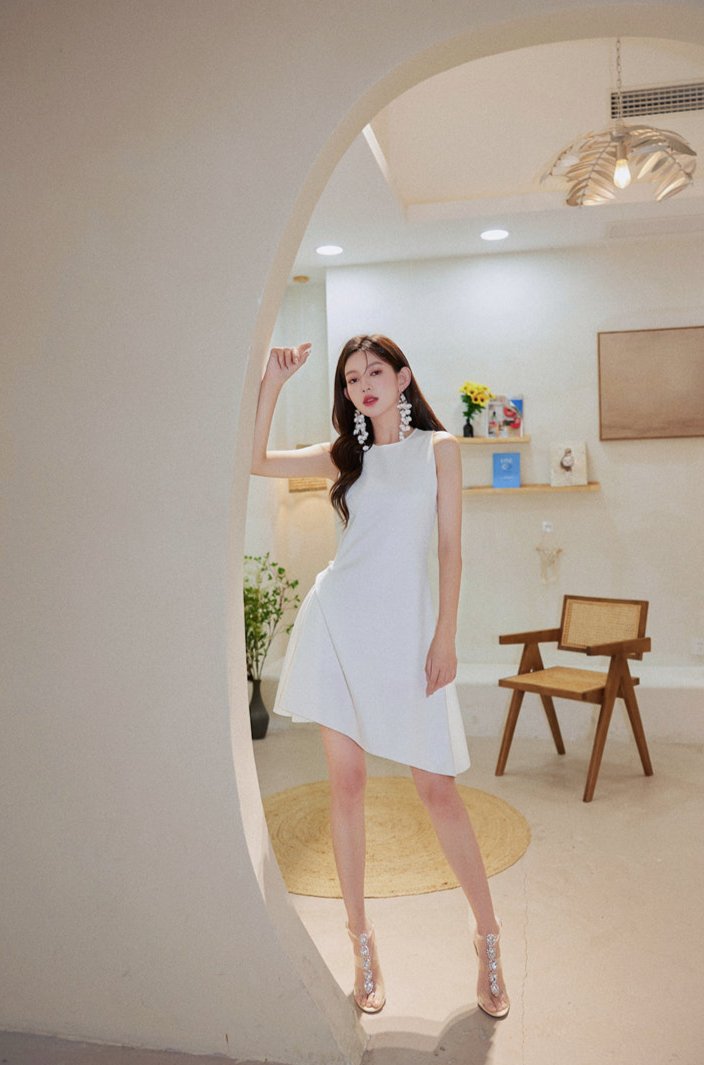 DOLLY Elegant Retro Style Crew Neck Sleeveless Slim Fit High Waist Dinner Dress-KIRSTEN