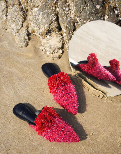 B-FEI handmade beaded little red shoes-TENN.