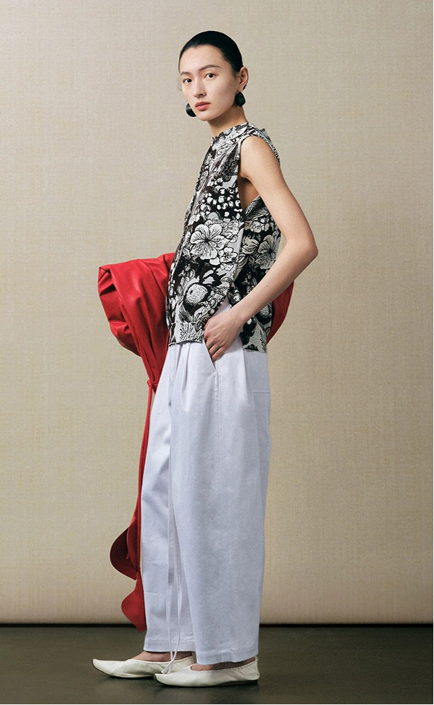 ZHUCHONGYUN floral jacquard sleeveless top-NISHIMIYA.