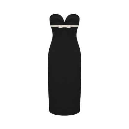 ATELIER MISS LU Linear Wrap Around Heart Bandeau Slim Dress - SUN.