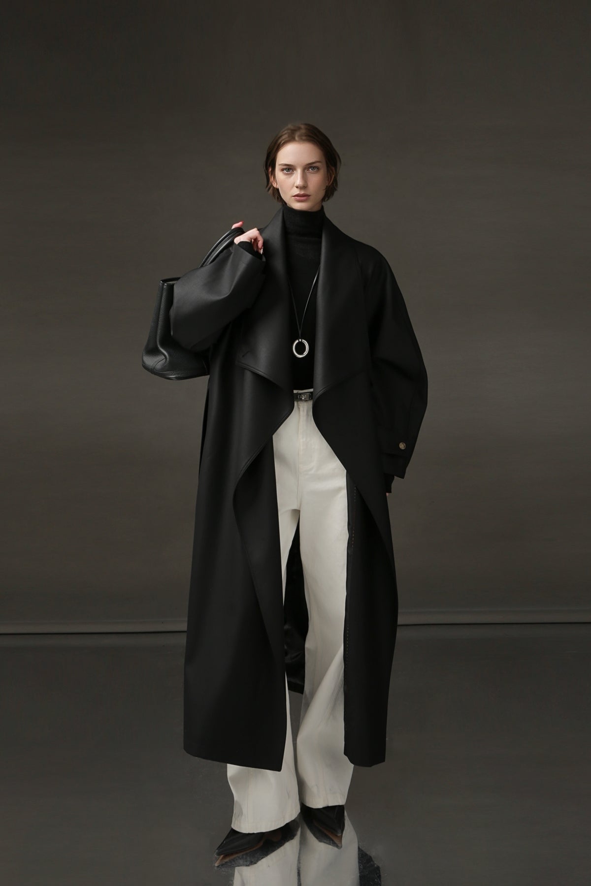 PIAOIN Haute Couture Large-lapel Silhouette Trench Coat Jacket -BECK