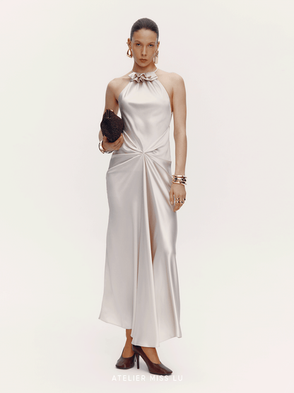 ATELIER MISS LU Vertical Draped Acetate Blend Dress Long Skirt - CHEEKS