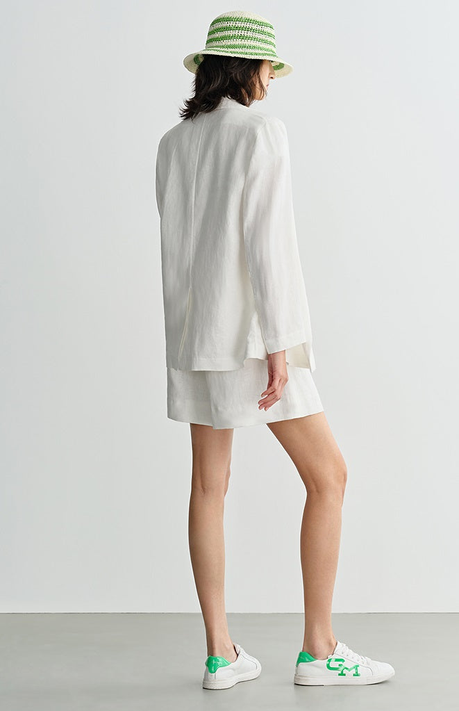 COMME MOI summer women's white linen shorts - DOMINUS.