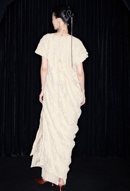 M essential Mackay designer Prima Jacquard irregularly cut short-sleeved dress - rebel.