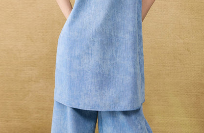 HECO Chinese women's summer  diamond blended linen vest dress - SWET.