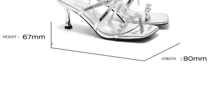 SHOESZOOO Rhinestone Strap Open Toe Sandal Heel - EXTRA.