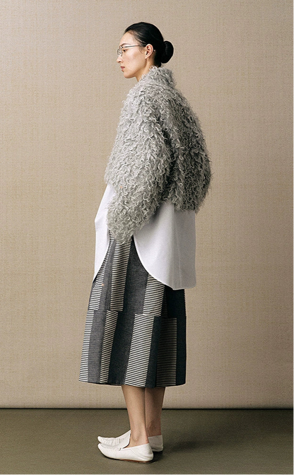 ZHUCHONGYUN striped splicing voluminous cotton and linen blend loose pants-CONAN.