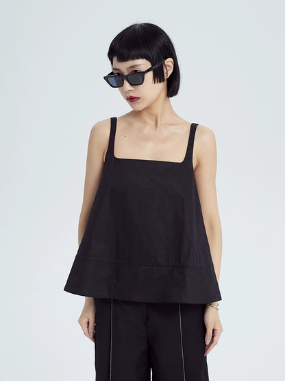 TINY IN double-sleeved vest two-piece women's two wear black Top-LIGHT
