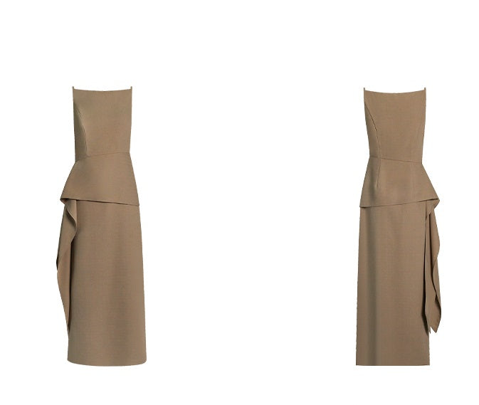 M essential| Trend & Modernity  Asymmetrical Line Dress with Commuter Stitch Detailing-NOLIANE.