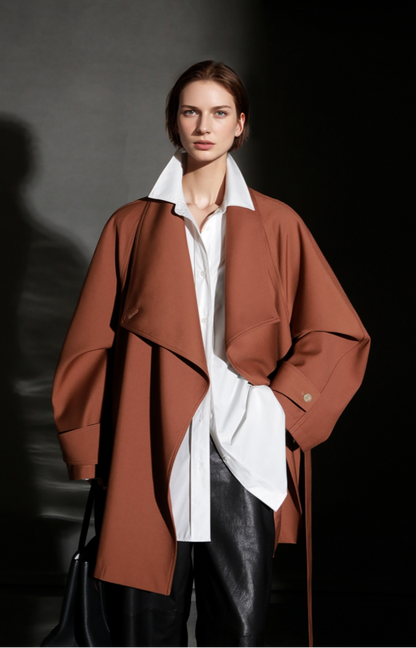 PIAOIN Silhouette design short windbreaker women's luxury jacket commuter-JEAN