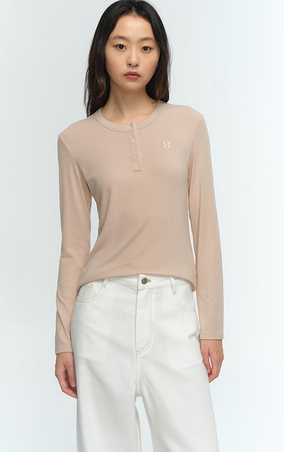 COMME MOI Lu Yan designer new women's Henry collar base shirt slim T-shirt - BLESSED.