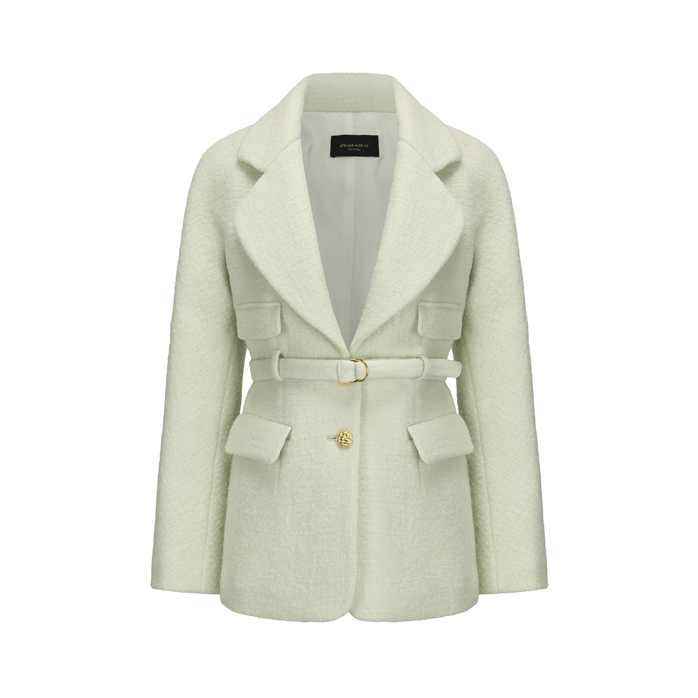 ATELIER MISS LU Lapel Shape Sheep Wool Blazer Coat - MENDEL.