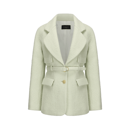 ATELIER MISS LU Lapel Shape Sheep Wool Blazer Coat - MENDEL.