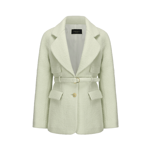 ATELIER MISS LU Lapel Shape Sheep Wool Blazer Coat - MENDEL.
