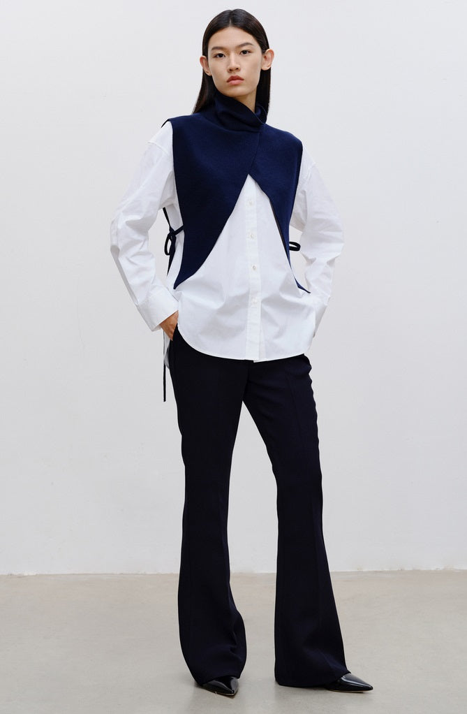 COMME MOI Lu Yan designer new women's casual fashionable wool knitted turtleneck shoulder - FADED.