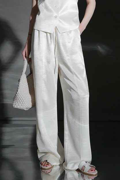 PIAOIN light luxury satin glossy heavy acetate suit pants  -HARPER