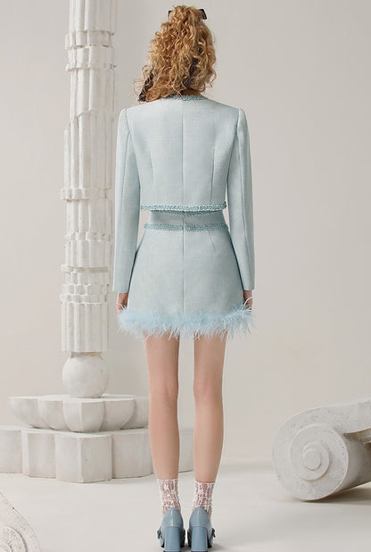 CHECOCRE  Elegant French Sweet Temperament Style Blue Suit Dress - PIKE