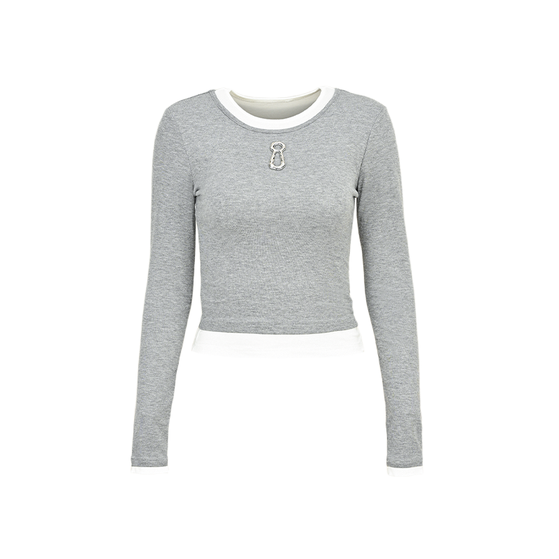 YES BY YESIR round neck slim long-sleeved top - KNIGHTS.