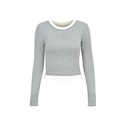 YES BY YESIR round neck slim long-sleeved top - KNIGHTS.