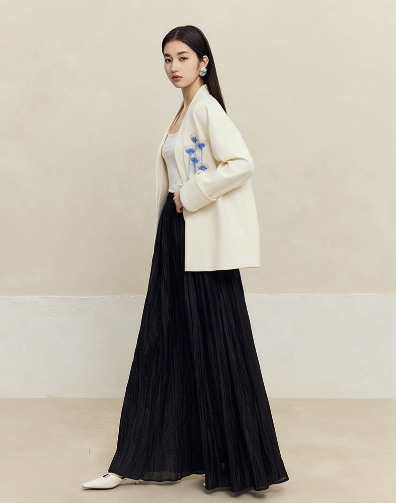 HECO Handmade Fan Bead Shoulder black white Blazer Women -sent.