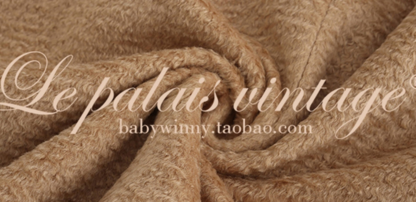 Le Palais Vintage Luxury Beige Suit Collar Long Sleeve Straight Long Winter Coat-KIKE.