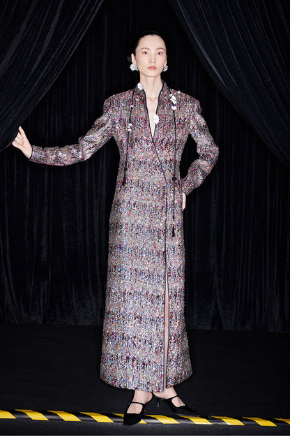 M essential Mackay designer Radiant Night Embroidered Slim Side Dress - TRIBE.