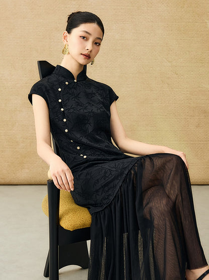 HECO Chinese Modified Diagonal Stand-up Collar Cheongsam ress- OWEN.