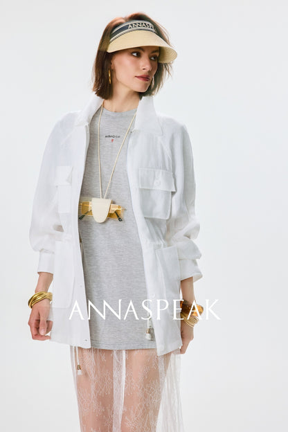 ANNASPEAK  linen light drawstring shunting jacket-SAYE.