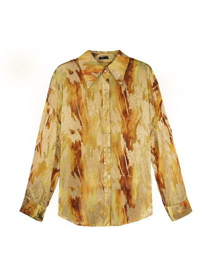 HECO Chinese National Style Burning Flower Slightly Transparent shirt- STROK.