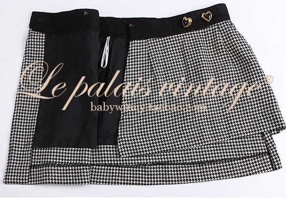 Le Palais Vintage Original Irregular Long Woolen Houndstooth Skirt - Mma.